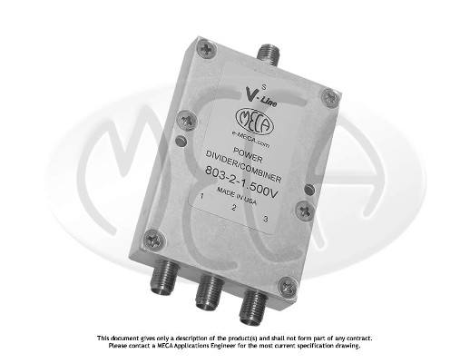 Part number 803-2-1.500V Product Type RF Power Divider/Combiner from Manufacturer MECA 