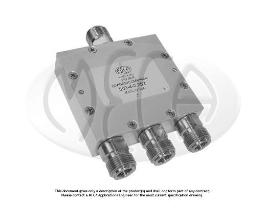 Part number 803-4-0.252 Product Type RF Power Divider/Combiner from Manufacturer MECA 