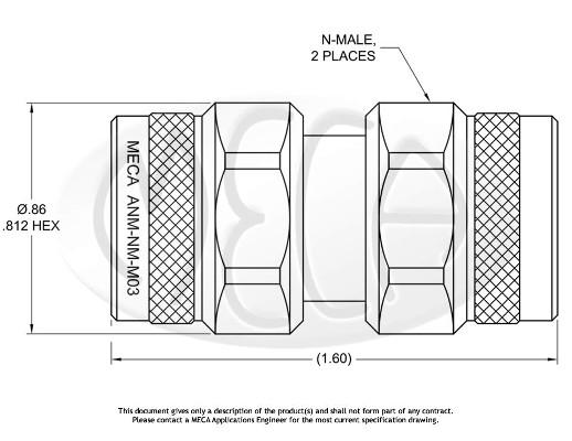 Part number ANM-NM-M03 Product Type RF Coaxial Adapter from Manufacturer MECA 