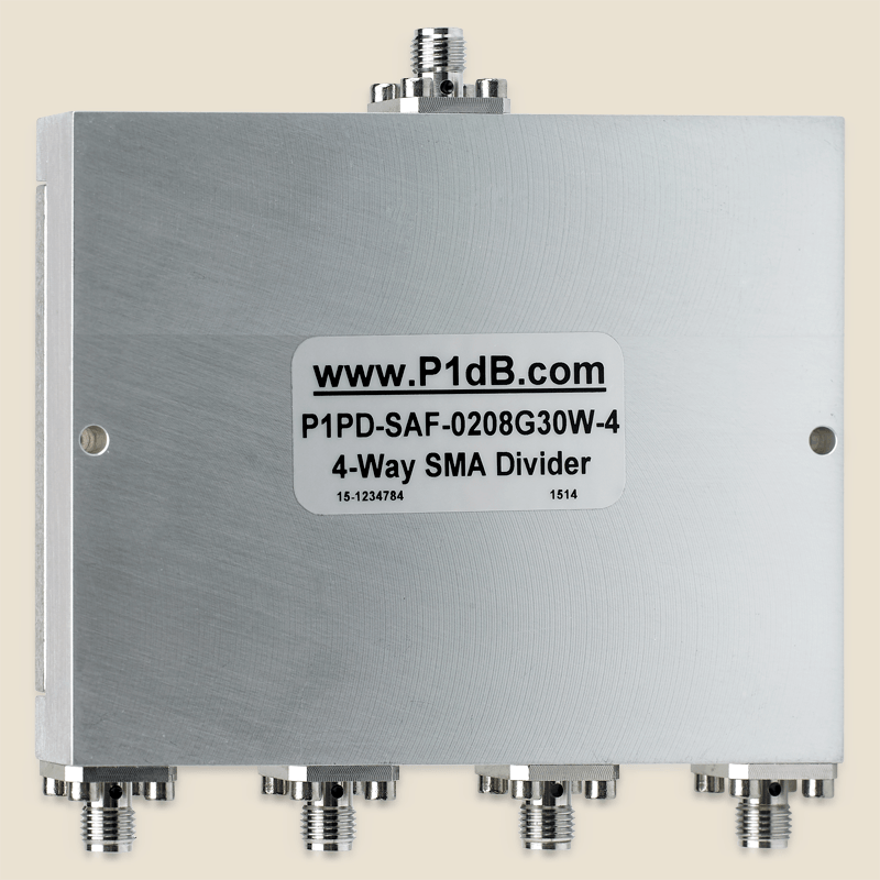 Part number P1PD-SAF-0208G30W-4 Product Type RF Power Divider/Combiner from Manufacturer P1dB 
