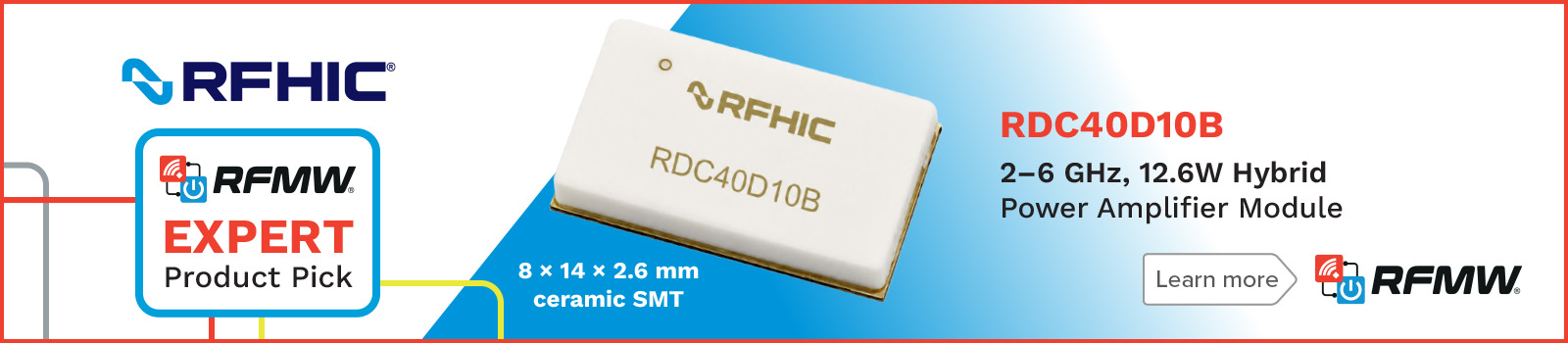 RDC40D10B - 2-6 GHz, 12.6W Hybrid Power Amplifier Module.