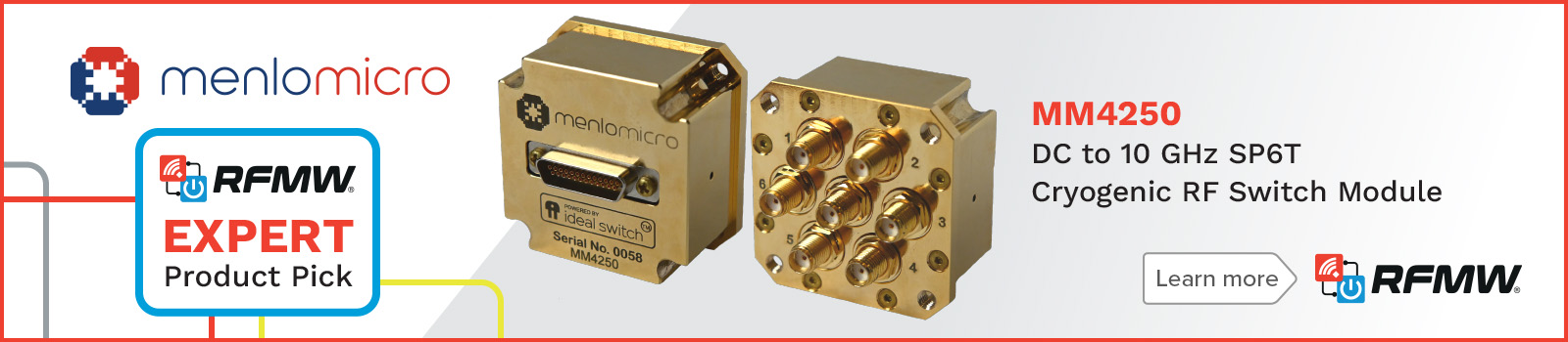 Menlomicro MM4250 DC to 10 GHz SP6T Cryogenic RF Switch Module